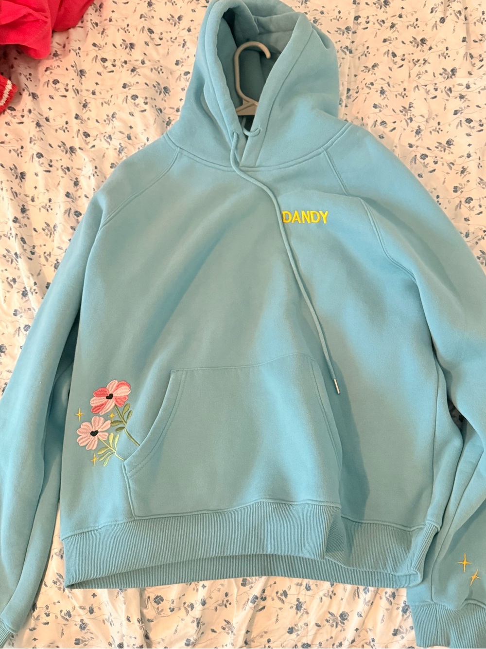 Dandy Worldwide Light Blue Floral Embroidered Hoodie